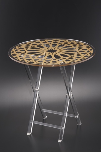 [T02-009] Vague 4 Pcs Table Set W Stand Round W Gold Printing 50 cm