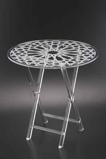 [T02-010] Vague Four Piece Round Silver Acrylic Table Set