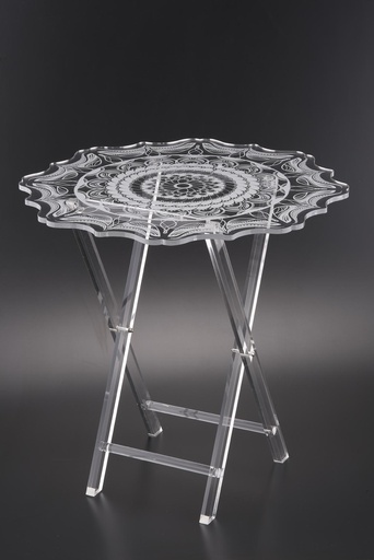 [T02-014] Vague 4 Pcs Table Set W Stand Oct. Star W Silver Printing 50 cm x 50 cm
