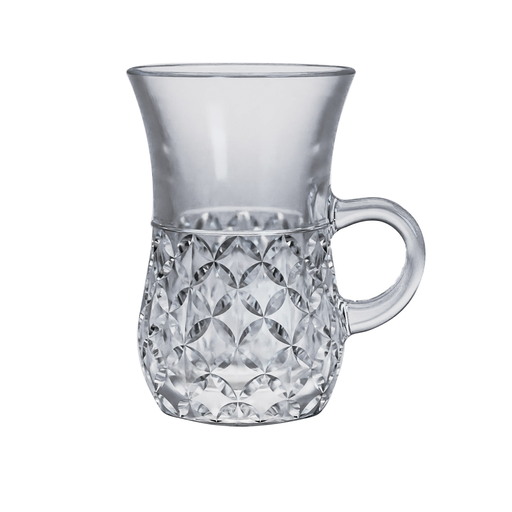 [04-462] Vague 6 Piece Glass Tea Cup Set 100 ml Belly Crystal