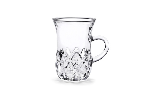 [04-329] Vague Glass Tea Cup Diamond Belly 100 ml 6 Pieces
