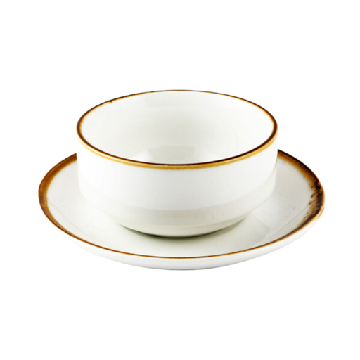 [08-046D1] Porceletta Ivory Mocha Porcelain Soup Cup & Saucer 220 ml