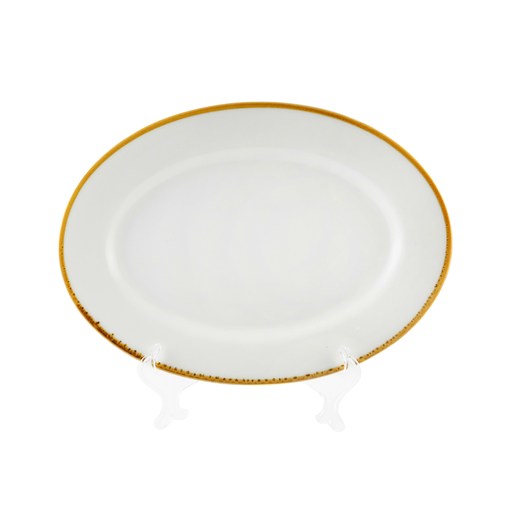 [08-051D1] Porceletta Ivory Mocha Porcelain Oval Plate 25 cm / 10"