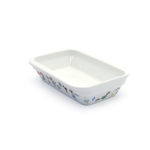 [08-1383KD] Porceletta Ivory Porcelain Kids Rectangular Deep Dish 14 cm
