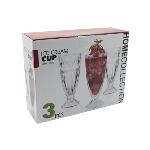 [04-250] 3 Pieces Glass Milk Shake Cup 385 ml