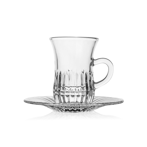 [04-362] Vague Tea Glass Cups & Saucers Iceflow Set