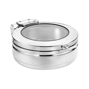 [13-1204] Stainless Steel Round Induction Large Chafing Dish with Glass Lid