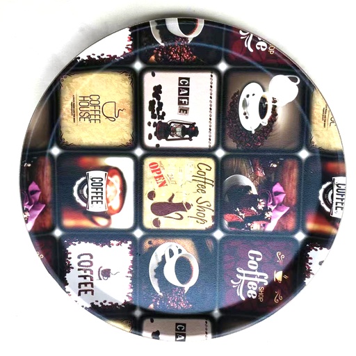 [13-1606] Black & Brown Round Tray 28 cm x 28 cm