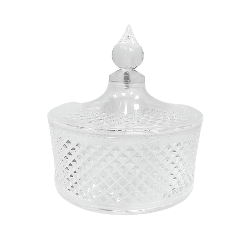 [13-1634] Round Plastic Diamond Candy Jar with cover 20.7 x 17.5 cm