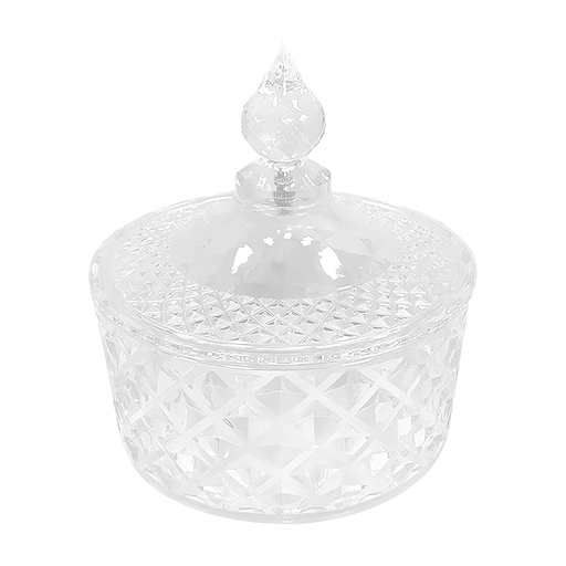 [13-1635] Round Plastic Diamond Candy Jar with cover 14.8 x 15 cm
