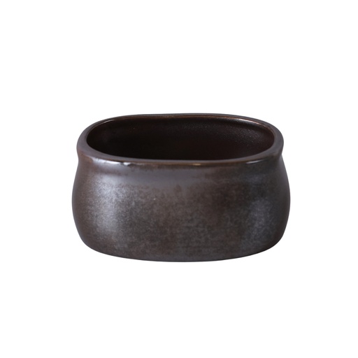 [08-159D3] Porceletta Rustic Black Reactive Glaze Porcelain Sugar Pot 4"