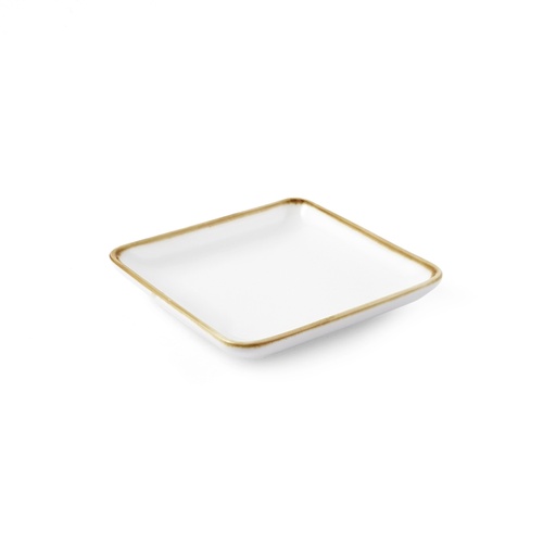 [08-1601D1] Porceletta Ivory Mocha Porcelain Square Plate 5"