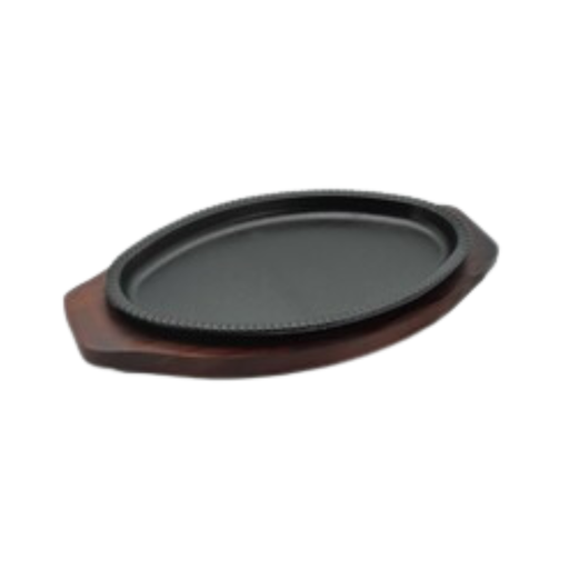 [13-443] Cast Iron Steel Sizzling Plate Oval 27 cm