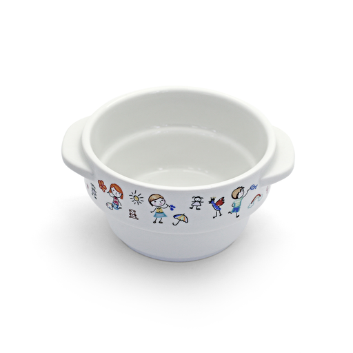 [08-211KD] Porceletta Ivory Porcelain Stackable Kids Soup Cup with Handle 4"
