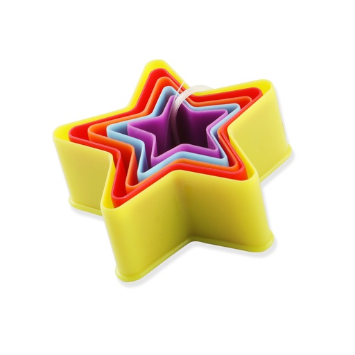 [13-459] Multicolored Plastic 6 Plastics Cookie Mould Star