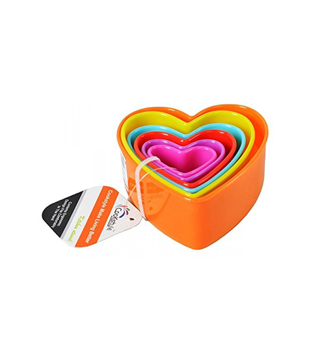 [13-461] Multicolored Plastic 6 Plastics Cookie Mould Heart