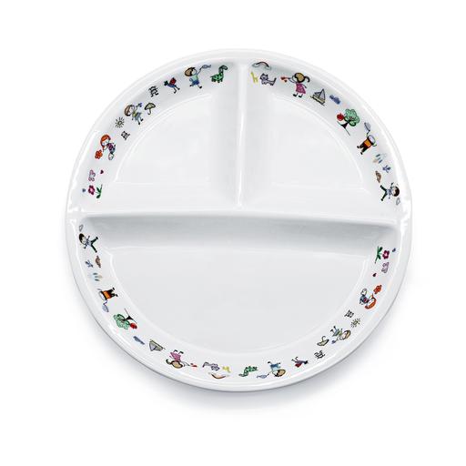 [08-214KD] Porceletta Ivory Porcelain Kids Divider Plate 9" 3 compartments