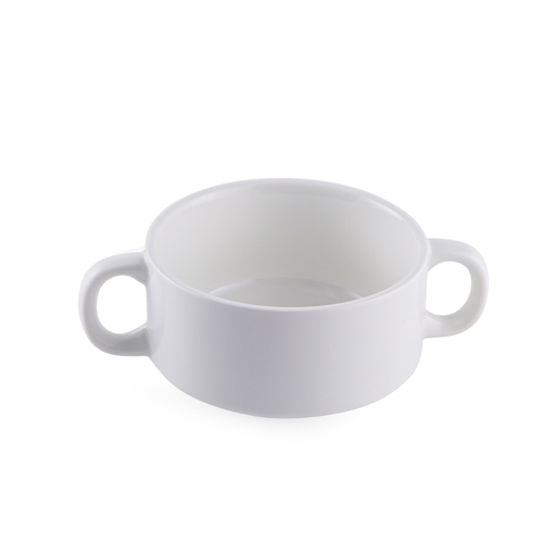 [08-221] Porceletta Ivory Porcelain Soup Cup with Handles 220 ml