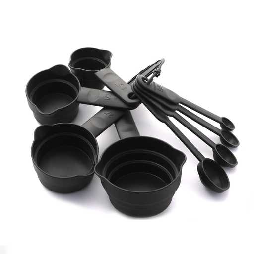 [13-598] Black Plastic Measuring Cups & Spoon