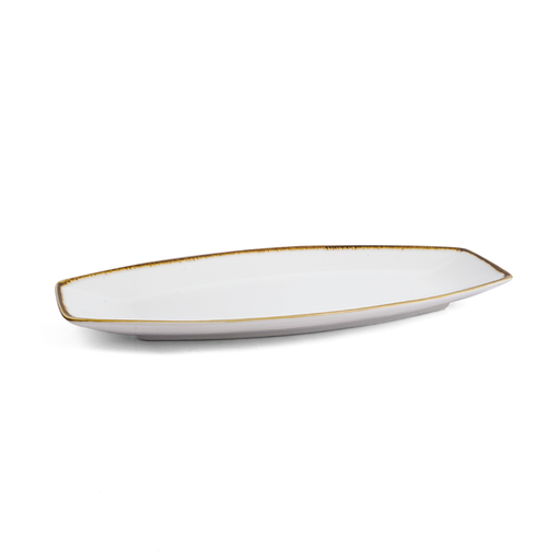 [08-241D1] Porceletta Ivory Mocha Porcelain Boat Plate 30 cm / 12"