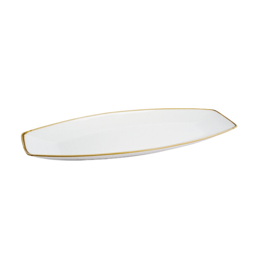 [08-242D1] Porceletta Ivory Mocha Porcelain Boat Plate 36 cm / 14"