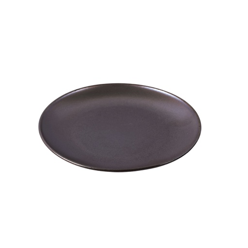 [08-317D3] Porceletta Rustic Black Reactive Glaze Porcelain 17 cm Rimmed Thin Flat Plate