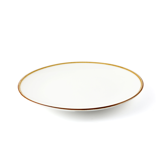[08-318D1] Porceletta Ivory Mocha Porcelain Rimmed Thin Flat Plate 20 cm / 8"