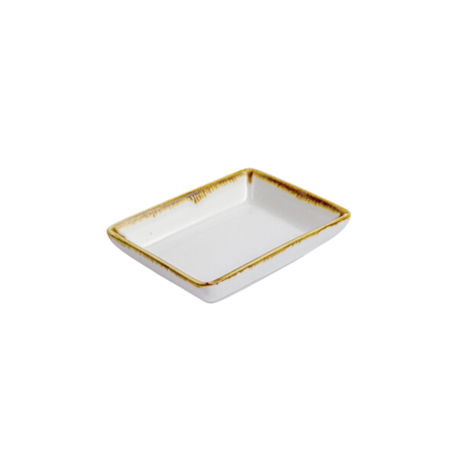 [08-399D1] Porceletta Ivory Mocha Porcelain Rectangular Dish 9 cm / 3.5"