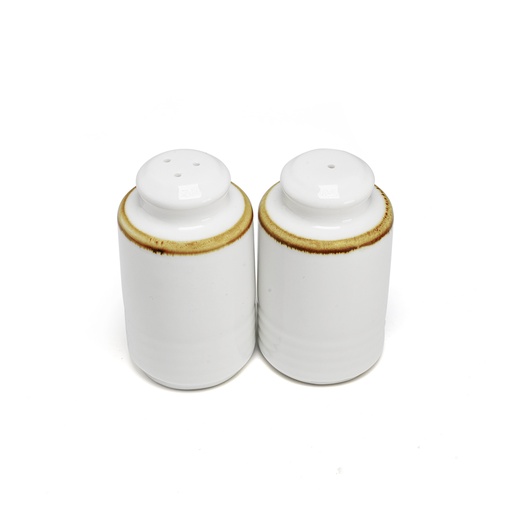 [08-441D1] Porceletta Ivory Mocha Porcelain Mocha Salt & Pepper Set
