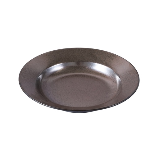 [08-442D3] Porceletta Rustic Black Reactive Glaze Porcelain Soup Plate 23 cm