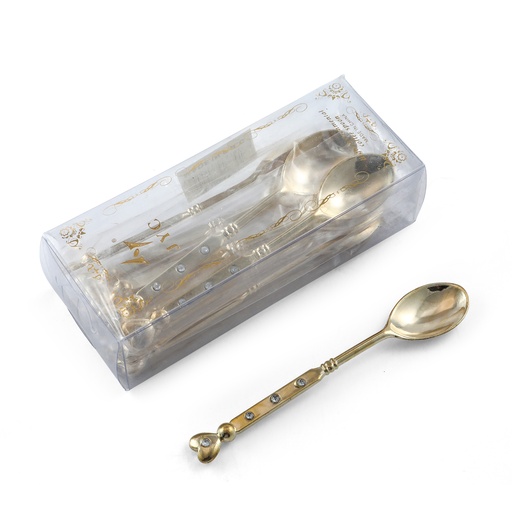 [13-870] Stainless Steel Gold Tea Spoon 12 Pieces Set