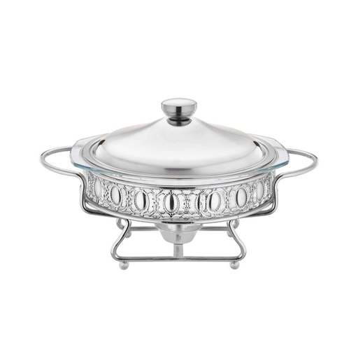 [13-R051] 2 Liter Silver Round Stainless Steel Food Warmer
