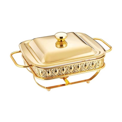 [13-R349] Stainless Steel Square Golden Food Warmer 1.8 Liter