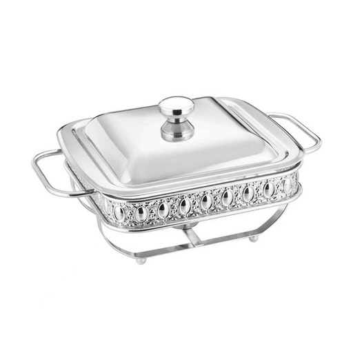 [13-R350] Stainless Steel Square Silver Food Warmer 1.8 Liter