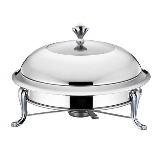 [13-R353] 22 cm Silver Round SS Crown Food Warmer