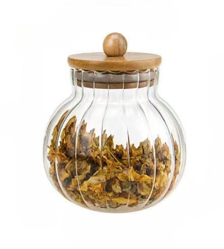 [13-R497] 400ml Transparent Glass Jar with Bamboo Lid
