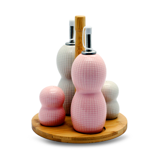 [03-182] Decopor Porcelain Condiment 5 Pieces Set Grey