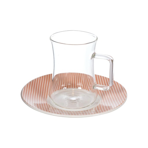 [03-381] Decopor 12 Pieces Milk Pink Tea Istikans & Saucers Set