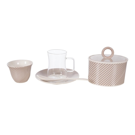 [03-390] Decopor 26 Pieces Smoke Grey Tea & Coffee Set
