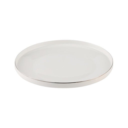 [03-415] Decopor New Bone China 10.5" Dinner Plate With Silver Rim