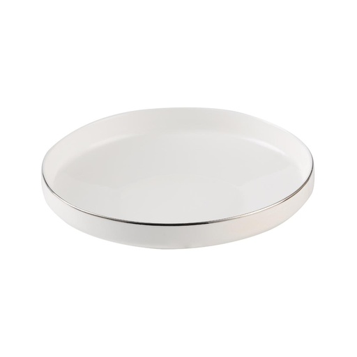 [03-417] Decopor New Bone China 7.5" Soup Plate With Silver Rim
