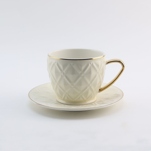 [RP-010] Decopor Creamy White 6/6 Milk cup and saucer 200 ml RS-1717