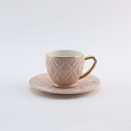 [RP-014] Decopor Peach Pink 6/6 coffee cup and saucer 75 ml RS-1717