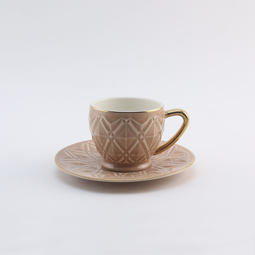 [RP-020] Decopor Light Brown 6/6 coffee cup and saucer 75 ml RS-1717
