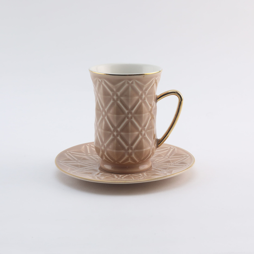 [RP-021] Decopor Light Brown 6/6 Tea cup and saucer 100 ml RS-1717