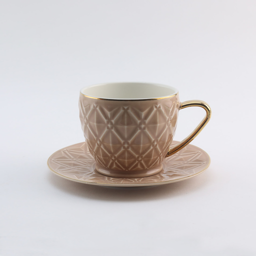 [RP-022] Decopor Light Brown 6/6 Milk cup and saucer 200 ml RS-1717