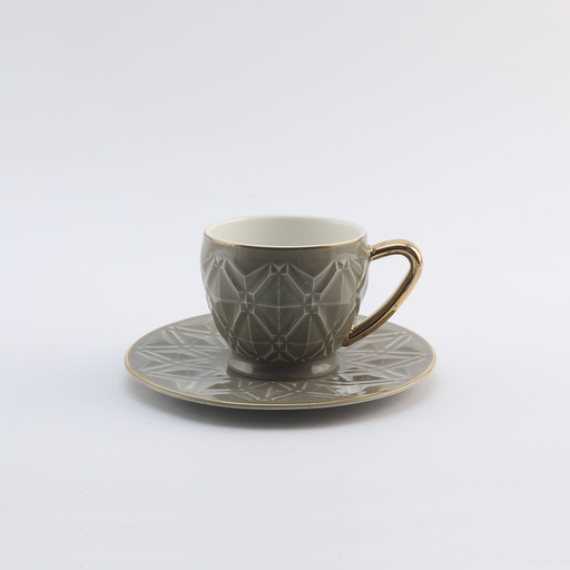 [RP-032] Decopor Dark Grey 6/6 coffee cup and saucer 75 ml RS-1717