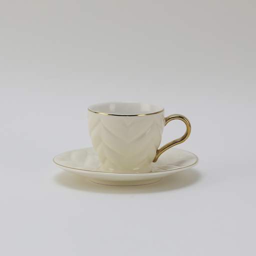 [RP-044] كوب قهوة ديكوبور كريمي وايت 6/6 مع صحن 75 مل RS-1919