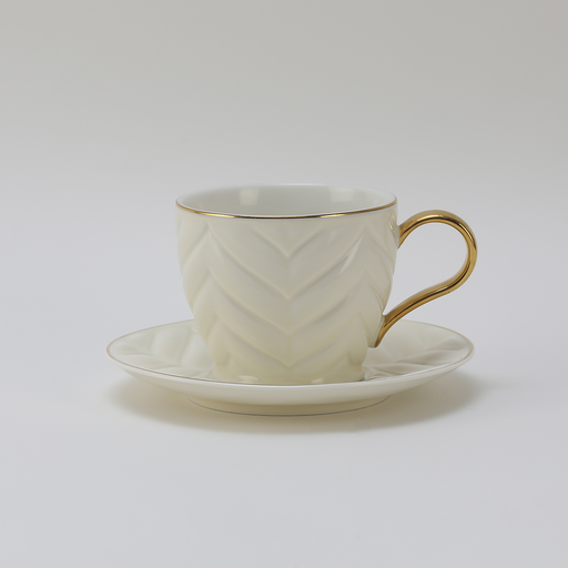 [RP-046] Decopor Creamy White 6/6 Milk cup and saucer 200 ml RS-1919