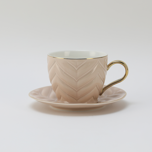 [RP-052] Decopor Peach Pink 6/6 Milk cup and saucer 200 ml RS-1919